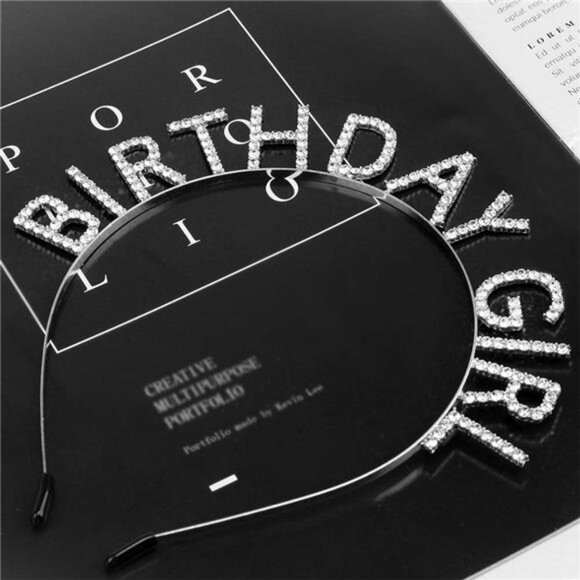 Birthday Girl Tiara Headband Rhinestone Princess Crown Silver Women Girls Party - Picture 2 of 8